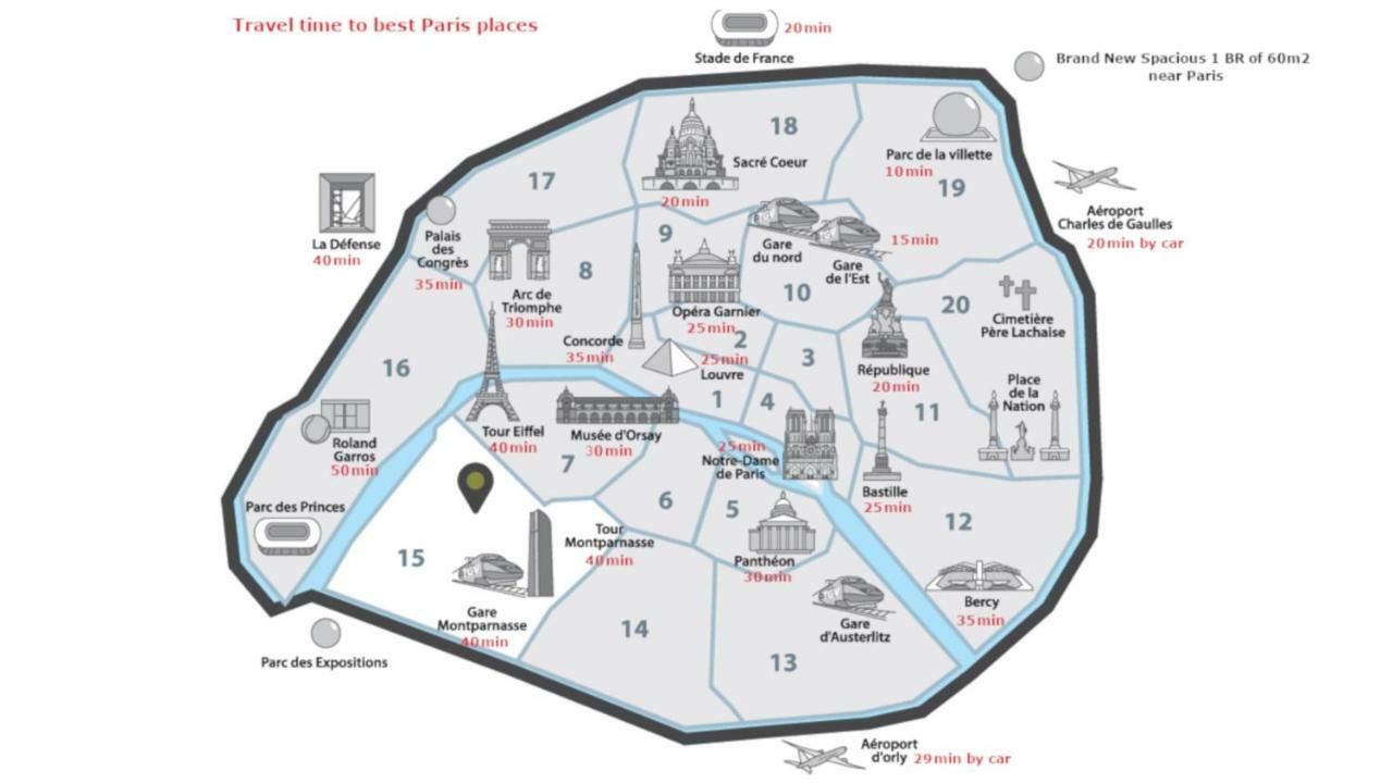 Grand F3 60M2 Pour 6 Personnes - Paris 19Eme - Stade De France - La Villette オーベルヴィリエ エクステリア 写真